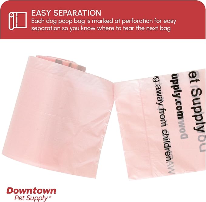 Downtown Pet Supply Scented Poop Bags for Dogs with Dispenser, 180 Count - Leak-Proof Dog Waste Bags and Bone-Shaped Dog Poop Bags Holder for Leash - Lavender Scented, 12.5" x 8.5"