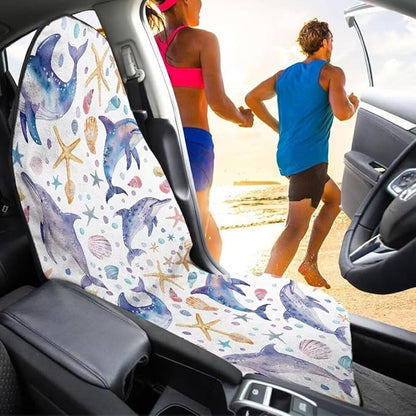 Coldinair Dolphin Towel Car Seat Cover for Men,Starfish Sweat Car Seat Protector after Workout,Gym,Swimming,Anti-Slip Universal Car Seat Covers for Truck,Van,SUV