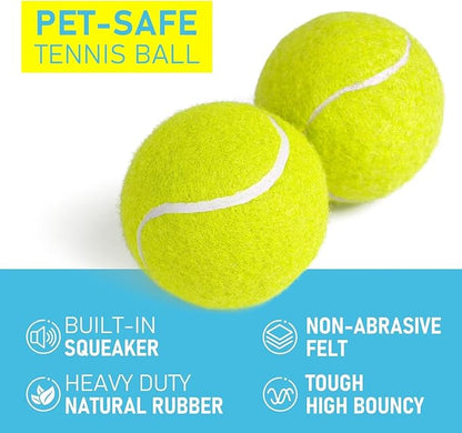Prime Pets Tennis Balls for Dogs 3 Pack 2.5”, Durable Dog Toys for Training, Fetch & Outdoor Play, Squeaky Balls for Dogs Small and Medium with High Bounce, Interactive Pet Fetch Ball