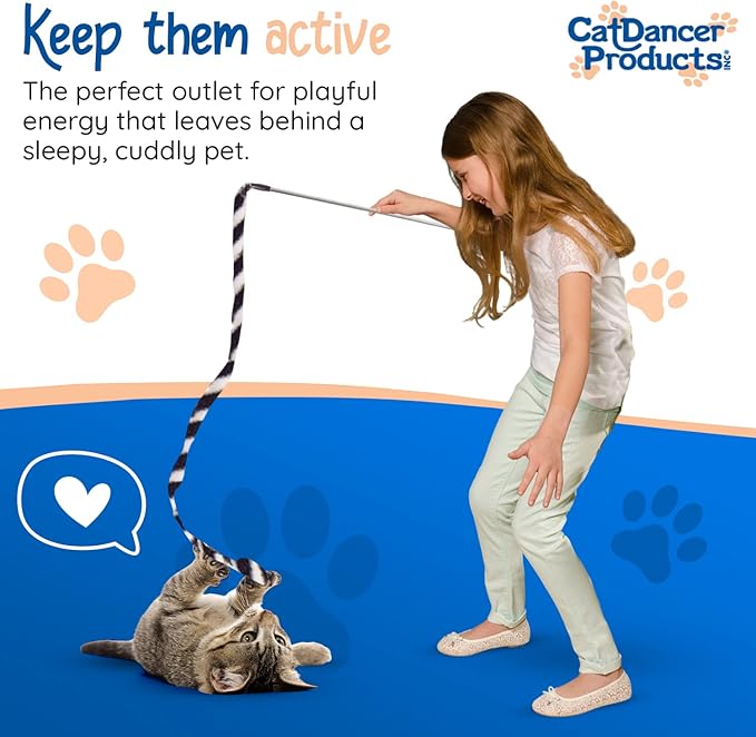 Cat Dancer Products Jungle Cat Charmer, Jungle Wand Toy for Kittens Training, Colorful Ribbon Cat Charmer, Interactive Catcher Wand for Cat Exercise (1 Pack, Multicolor)