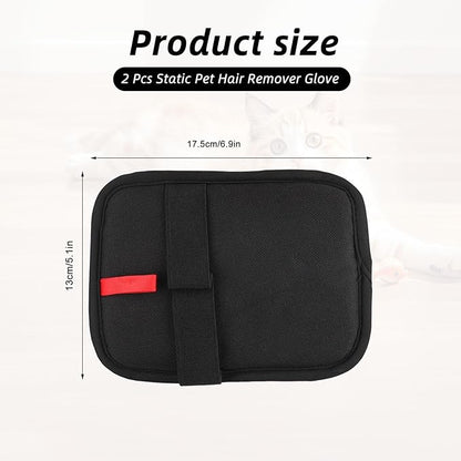 PineHaven 2 Pcs Static Pet Hair Remover Glove,Washable Reusable Electrostatic Pet Cat Dog Hair Removal Grooming Brush for Furniture, Car Seats, Couch, Bed Sheets Carpet and Bedding (Black)