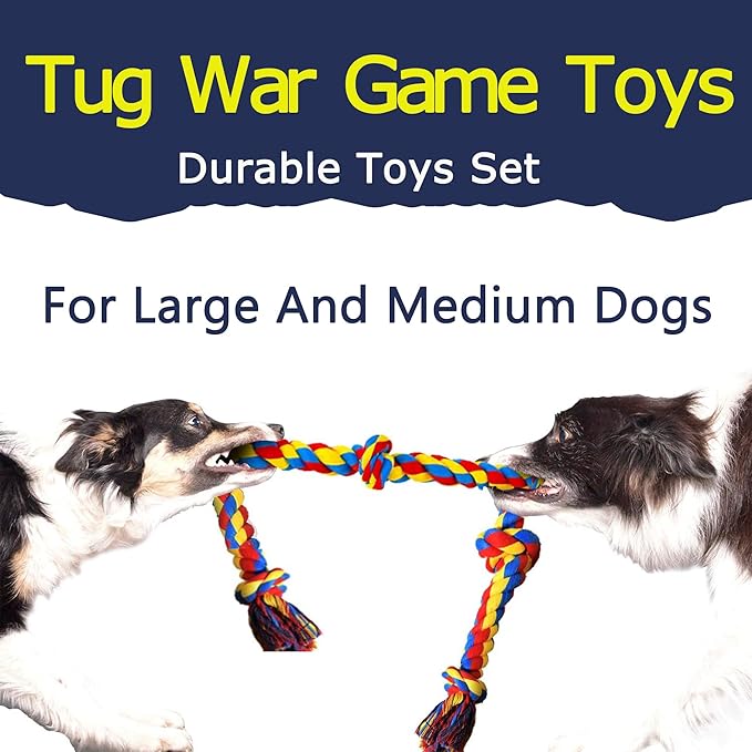 Natural Cotton Dog Rope Toys,Tough Tug of War Dog Toys for Large, Medium & Small Dogs, Tough Dog Rope Toys for Aggressive Chewers, Helps Clean Teeth & Prevent Furniture Destruction(8PCS)