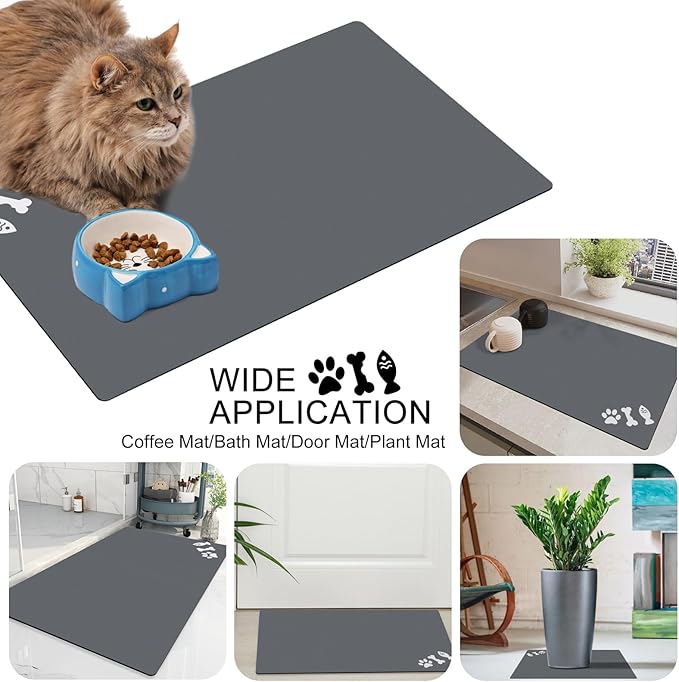 Absorbent Dog Food Mat, No Stains Quick Dry Dog Water Dispenser Mat, Pet Accessories Supplies,Easy Clean Dog Bowl Mat, Multiple Colors, Sizes & Purposes