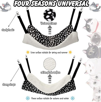 BBTO 3 Pcs Reversible Pet Hammock Soft Plush Cat Hanging Hammock Guinea Pig Bed Rat Cage Accessories for Puppy Dog Piggy Kitten Ferret Rabbit Other Small Animals(Dot)
