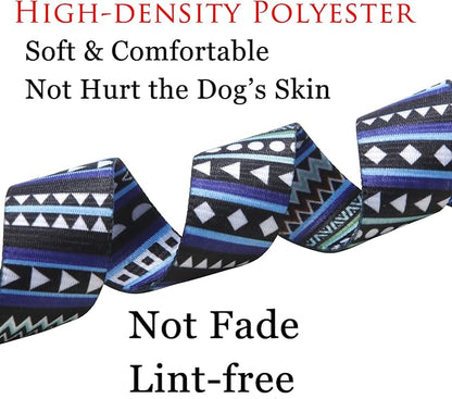 Dog Collar with Bohemia Floral Tribal Geometric Patterns - Soft Ethnic Style Collar Adjustable for Small Medium Large Dogs (Bohemian Blue,XS)