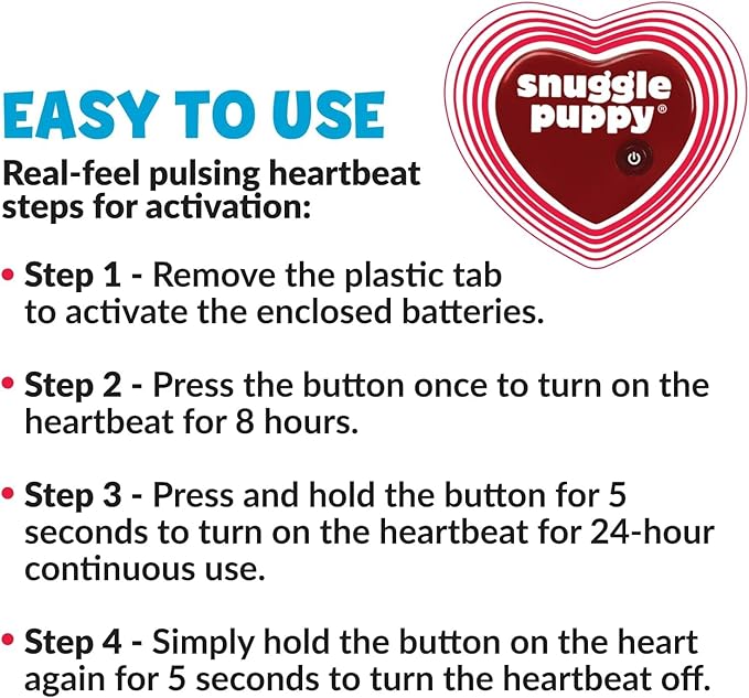 Snuggle Puppy Heartbeat Dog Toy for Puppies, Real-Feel Heartbeat, Calming Sleep Aid and Crate Training Comfort Toy with Heat Pack, Cream Plush Design