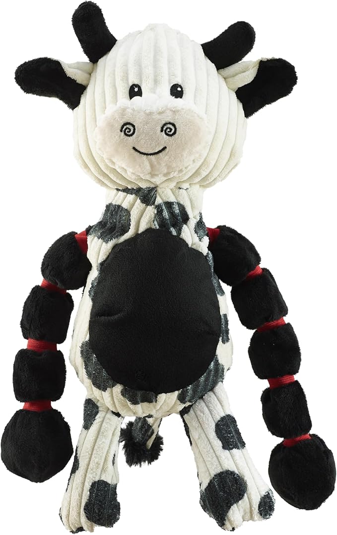 Outward Hound Thunda Tugga Cow Plush & Squeaky Dog Tug Toy