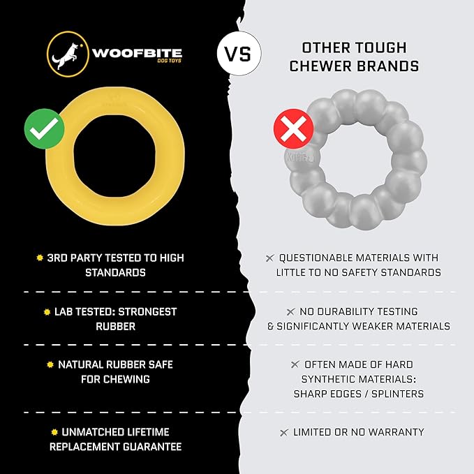 Giant XL Virtually Indestructible Dog Ring - Lifetime Replacement - Tough, Durable Chew Toy for Aggressive Chewers - Safe Non-Toxic Natural Rubber - Chew, Tug, Fetch - Large - 9"x2", 2.25lbs
