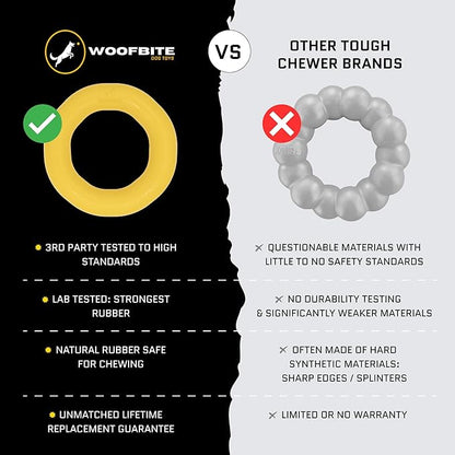 Giant XL Virtually Indestructible Dog Ring - Lifetime Replacement - Tough, Durable Chew Toy for Aggressive Chewers - Safe Non-Toxic Natural Rubber - Chew, Tug, Fetch - Large - 9"x2", 2.25lbs