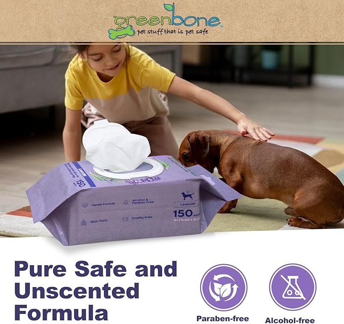 Greenbone Calming Dog Wipes - Lavender Scented - 150 Wipes