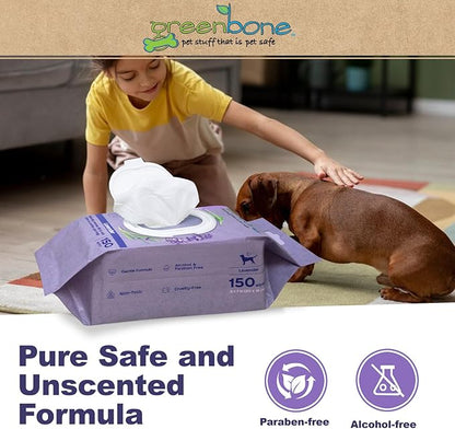 Greenbone Calming Dog Wipes - Lavender Scented - 150 Wipes