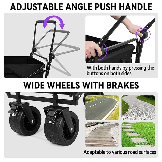 Large Dog Stroller Cart,Foldable Dog Wagon Cart for Medium & Large Dogs with Tailgate
