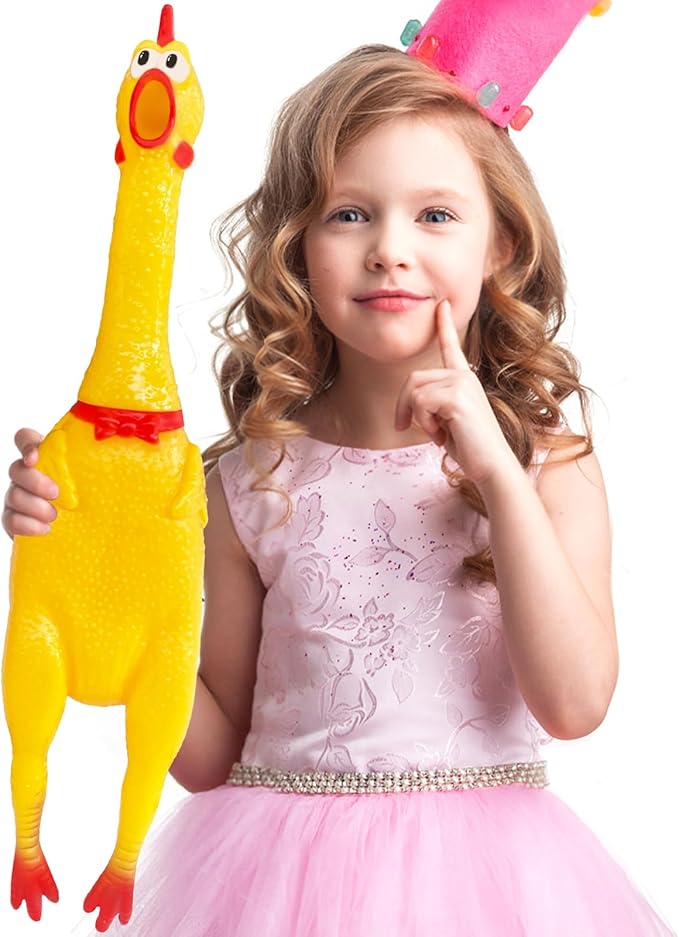 22 Inch Crazy Huge Rubber Chicken,Yellow Squeeze Chicken Toys,Squeaky Chicken Dog Toys,Squawking Prank Novelty Gag Gift