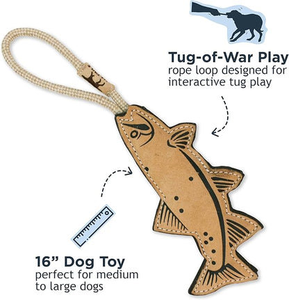 Tall Tails Natural Leather Trout Tug Toy for Dogs