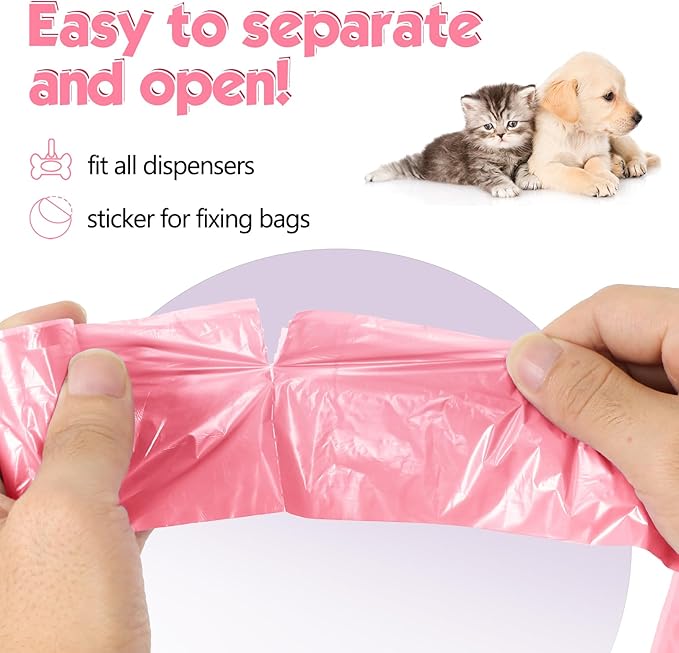 1140 Counts 57 Rolls Unscented Doggy Poop Bags, Leak-Proof, Easy Tear-Off, Pink (13 x 9 Inches)