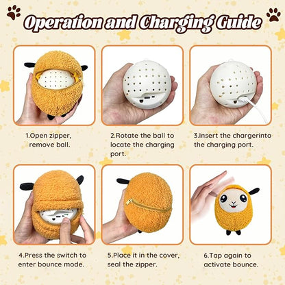Moving Dog Toys, 2026 Upgraded Jumping Squeaky Moving Dog Ball, Rechargeable Plush Chew Toys for Small/Medium/Large Dogs (Orange)