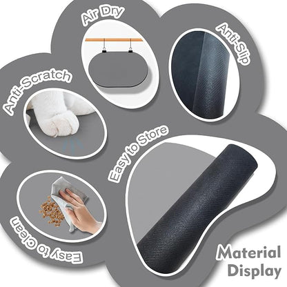 Pet Feeding Mat – 20''x12'' Absorbent Dog Food Mat, Pet Water Mats Protect Floor, No Stains Quick Dry Water Bowl Mats, Non-Slip Rubber Base Pet Placemats for Food and Water, Dark Gray