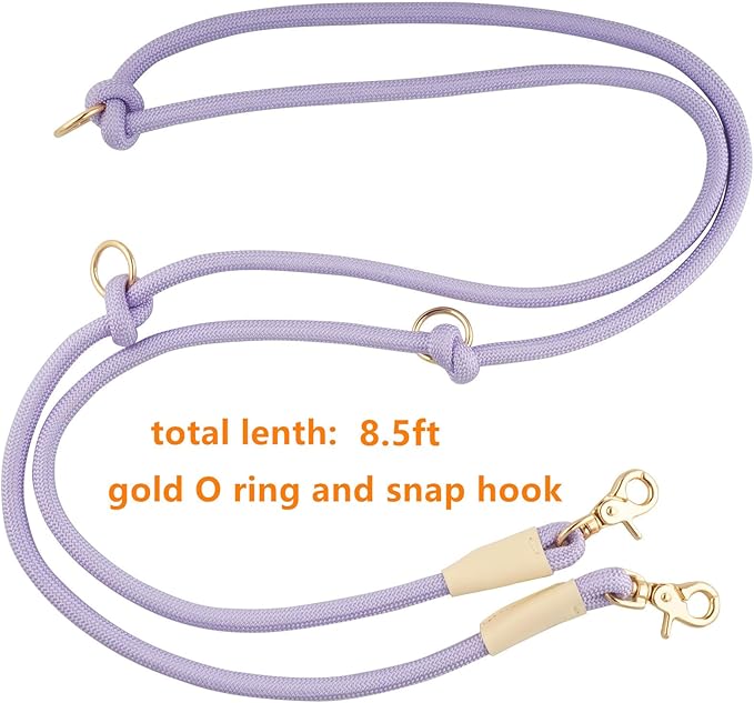 8.5ft Multifunctional Hands Free Nylon Rope Waist Dog Leash, Adjustable Shoulder Crossbody Walking Lead