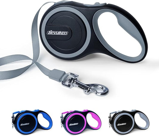 16 FT Retractable Dog Leash with No Tangle for Dog up to 44lbs, One-Handed Brake, with Non-Slip Handle, Strong Nylon Tape for Small and Medium Dogs