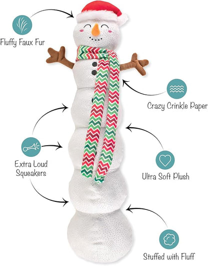 Fringe Studio Pet Toy, Snowball Party Large Snowman Plush Dog Toy 22" H, PetShop Collection (728030)