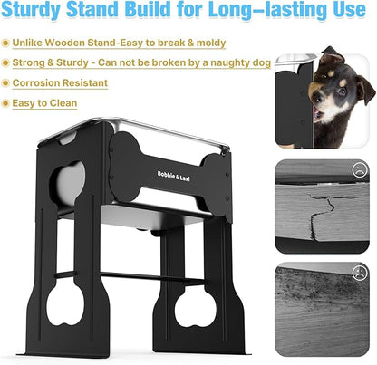 2.4 Gallon Elevated Large Dog Water Bowl,16" Raised Stainless Steel Bowl with Stand for Large Breed, Full Metal Dog Feeding Station for Relief Joint Pressure, Easy Clean for Indoor & Outdoor Uses
