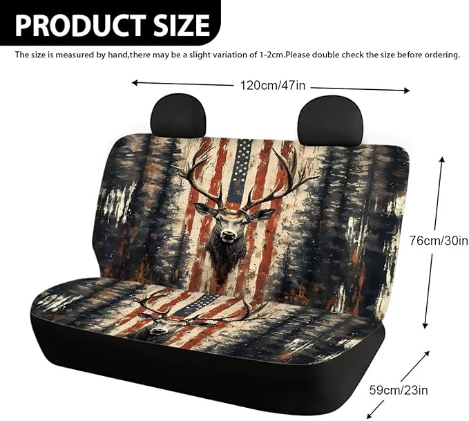 AFPANQZ Deer Flag Car Rear Seat Cover Non-Slip Stretch Universal Fit, Baby Dog Pets Work Back Seat Cover for Car Truck Van SUV Back Seats Cushion Protective Against Dirt & Pet Fur