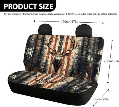 AFPANQZ Deer Flag Car Rear Seat Cover Non-Slip Stretch Universal Fit, Baby Dog Pets Work Back Seat Cover for Car Truck Van SUV Back Seats Cushion Protective Against Dirt & Pet Fur
