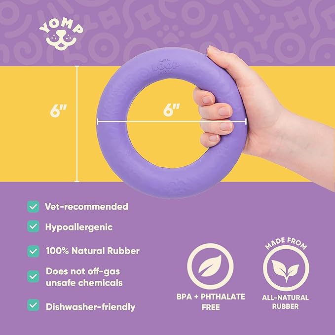 Yomp SuperLoop Max Dog Chew Ring Toy – Durable, Dishwasher Safe, for Active Play, Tug, Fetch & Chew, Freezer Safe for Teething Relief, Made of Non-Toxic, All-Natural Rubber