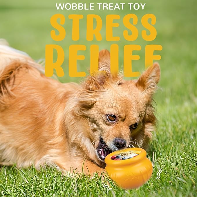 Wobbly Dog Enrichment Lick Toy, Stuffable Frozen Lick Bowl to Keep Dogs Busy, Long-Lasting Interactive Treat Dispensing Dog Toy, Silicone Fetch Catch Chew Toy(Orange,M)