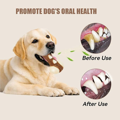 Nylon Dog Bones for Aggressive Chewers, 2 Pack Real Beef Flavor Puppy Chew Toys, Durable Dog Teething Toys for Large/Medium/Small Breeds