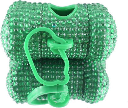 Bling Dog Poop Pickup Bag Dispenser Holder Pet Waste Disposal Bag Pet Trash Bags Holder Bone Shaped Green