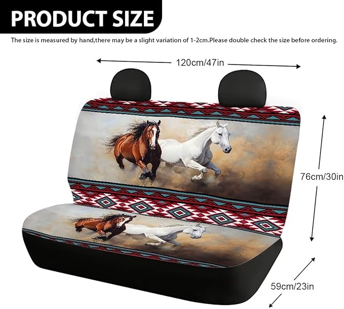 AFPANQZ 3D Horse Car Rear Seat Cover Non-Slip Stretch Universal Fit, Baby Dog Pets Work Back Seat Cover for Car Truck Van SUV Back Seats Cushion Protective Against Dirt & Pet Fur