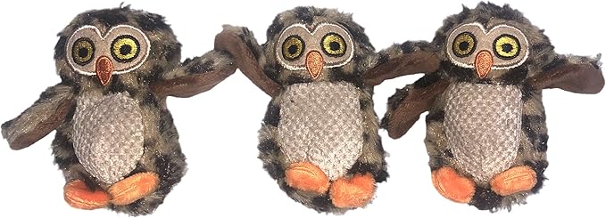 Glow Pups 3 Pack Owl Dog Toys, Toy for Small Dogs, Plush Dog Toys with Squeaker, Multipack Puppy Toys, Toy for Small Dogs (3 Pack: Replacement Animals, Owl)