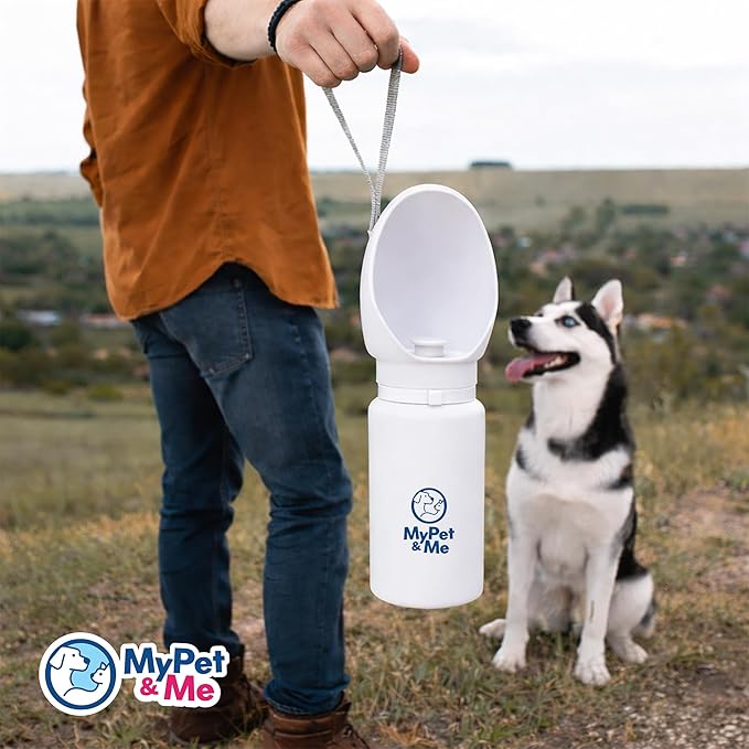 My Pet & Me Foldable Dog Water Bottle Portable - 550ml/18.5oz - Water Bottle for Dogs with Foldable Drinking Bowl, Leakproof, Compact, Lightweight & Durable Hydration Solution On-The-Go