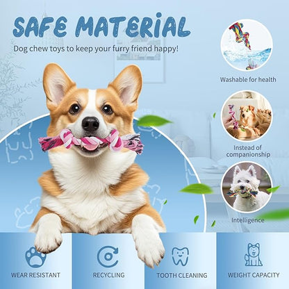 90PCS Dog Rope Toys, Cotton Rope Toy, Multi-Color Ropes Toys for Dogs, Dog Accessories for Small and Medium Dogs, Puppy Essentials (Blue)