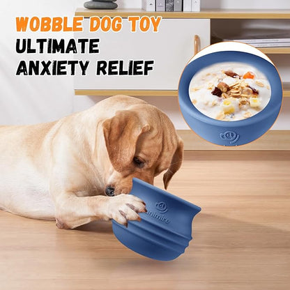 Treat Dispensing Dog Toy, Long-Lasting Interactive Puzzle Toys for Dogs, Stuffable Dog Enrichment Frozen Lick Treat Toy for Boredom, BPA Free Silicone Fetch Catch Chew Toy (Dark Blue,M)