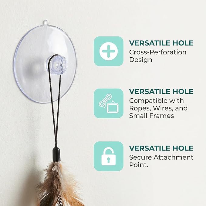 Large Clear PVC Window Perch Suction Cups for Cat Hammocks, Beds & Perches - 4 Pack Strong Replacement Sucker Pads (3.37in)