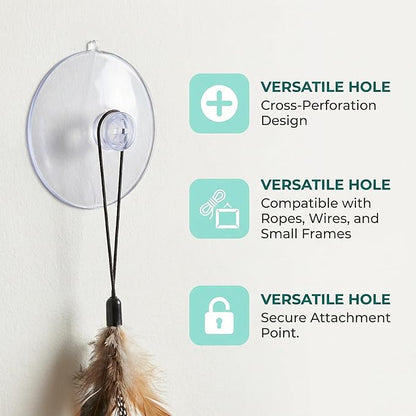 Large Clear PVC Window Perch Suction Cups for Cat Hammocks, Beds & Perches - 4 Pack Strong Replacement Sucker Pads (3.37in)