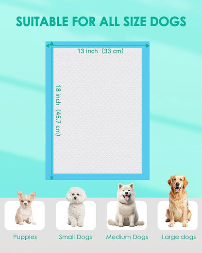 JollyMate Punny Pee Pads 13"x18", 100 Pack Strong Absorption & Leak-Proof Dog Pee Pads, Waterproof and Quick-Dry Pee Pads for Dogs and Cats, Rabbits