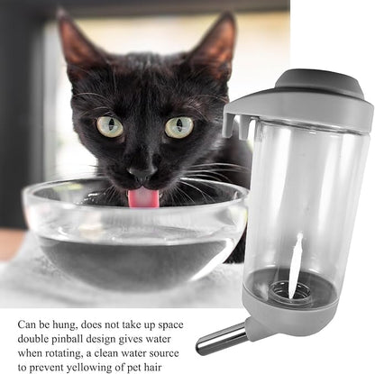 Dog Crate Water Bottle Dispenser - No Drip Cat Kennel Water Dispenser & Cage Water Feeder - Easy-to-Use Water Bottle for Dog Crate - Perfect for Keeping Your Pet Hydrated (Grey)-500ML