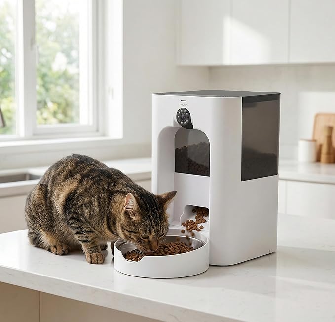 Automatic Smart Feeder with Laser Toy & Pet Camera - WiFi Cat Feeder & Dog Feeder with 2-Way Audio, Night Vision, App Control, Voice Recording, Portion Control, Easy Clean - for Cats & Dogs