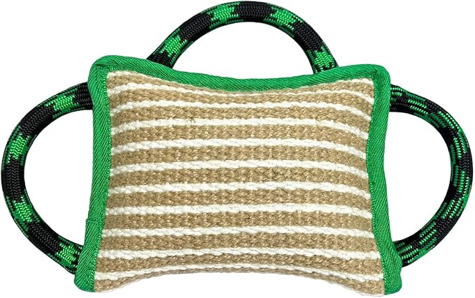 LWBMG Dog Rope Toys, Dog Jute Bite Pillow with 3 Strong Handles, Tug of War Dog Toy, Perfect Pull Toy for Medium Large Dogs Training Interactive Playing