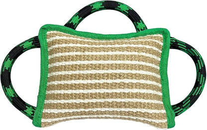 LWBMG Dog Rope Toys, Dog Jute Bite Pillow with 3 Strong Handles, Tug of War Dog Toy, Perfect Pull Toy for Medium Large Dogs Training Interactive Playing