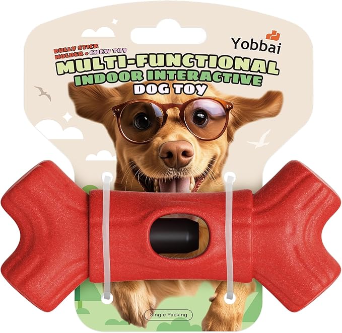 Bully Stick Holder for Large Dogs 55+ lbs – Heavy Duty Chew Toy & Anti-Choking Treat Holder, BPA-Free Adjustable Clamp for Aggressive Chewers, Dishwasher Safe, Promotes Dental Health