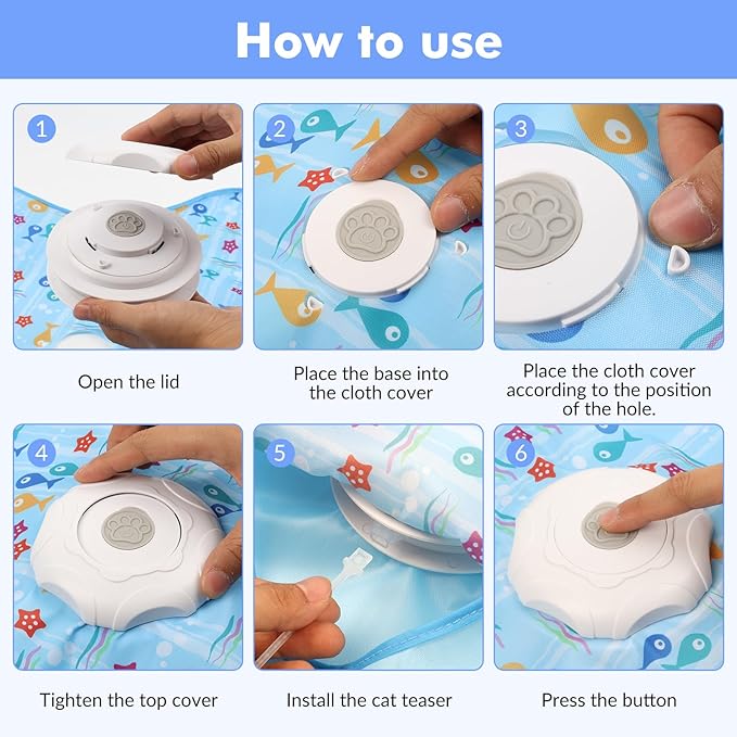 Interactive Cat Toys Rechargeable,Durable Hide and Seek Cat Toys with Moving Concealed Feathers, Automatic Cat Kitten Toy for Indoor Bored Adult Cats