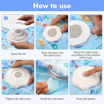 Interactive Cat Toys Rechargeable,Durable Hide and Seek Cat Toys with Moving Concealed Feathers, Automatic Cat Kitten Toy for Indoor Bored Adult Cats