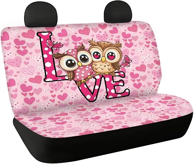 AFPANQZ Owl Hearts Car Backseat Covers Dog Seat Cushion for Rear Seat Non-Slip Soft Car Seat Covers for Dogs, Pet, Kids Seat Cover for Auto Back Seat, Bench Protective Covers