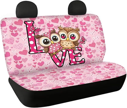 AFPANQZ Owl Hearts Car Backseat Covers Dog Seat Cushion for Rear Seat Non-Slip Soft Car Seat Covers for Dogs, Pet, Kids Seat Cover for Auto Back Seat, Bench Protective Covers