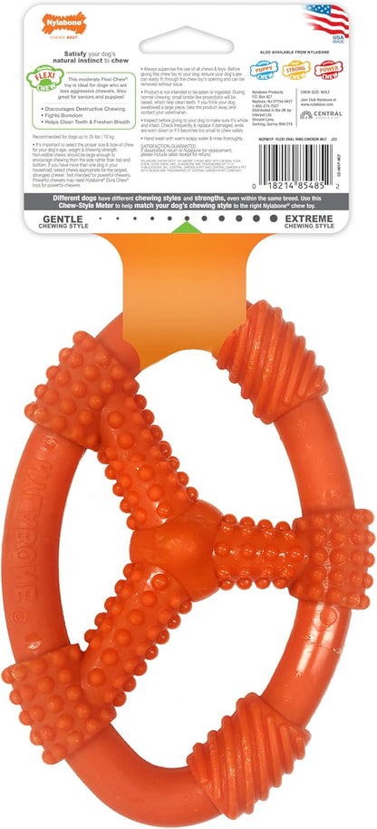Nylabone Oval Ring Flexi Chew Toy for Dogs, Flexible Dog Toys for Moderate & Gentle Chewers, Chicken Flavor, Medium - Up to 35 lbs, 1 Count