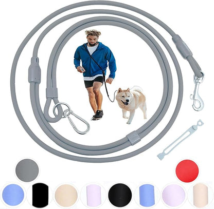 Hands Free Dog Leash Crossbody & Waist for Walking, 9-in-1 No Pull Dog Harness & Leash Set, Heavy Duty Waterproof Slip Lead for Large Medium Breeds (20-120lbs, Grey)